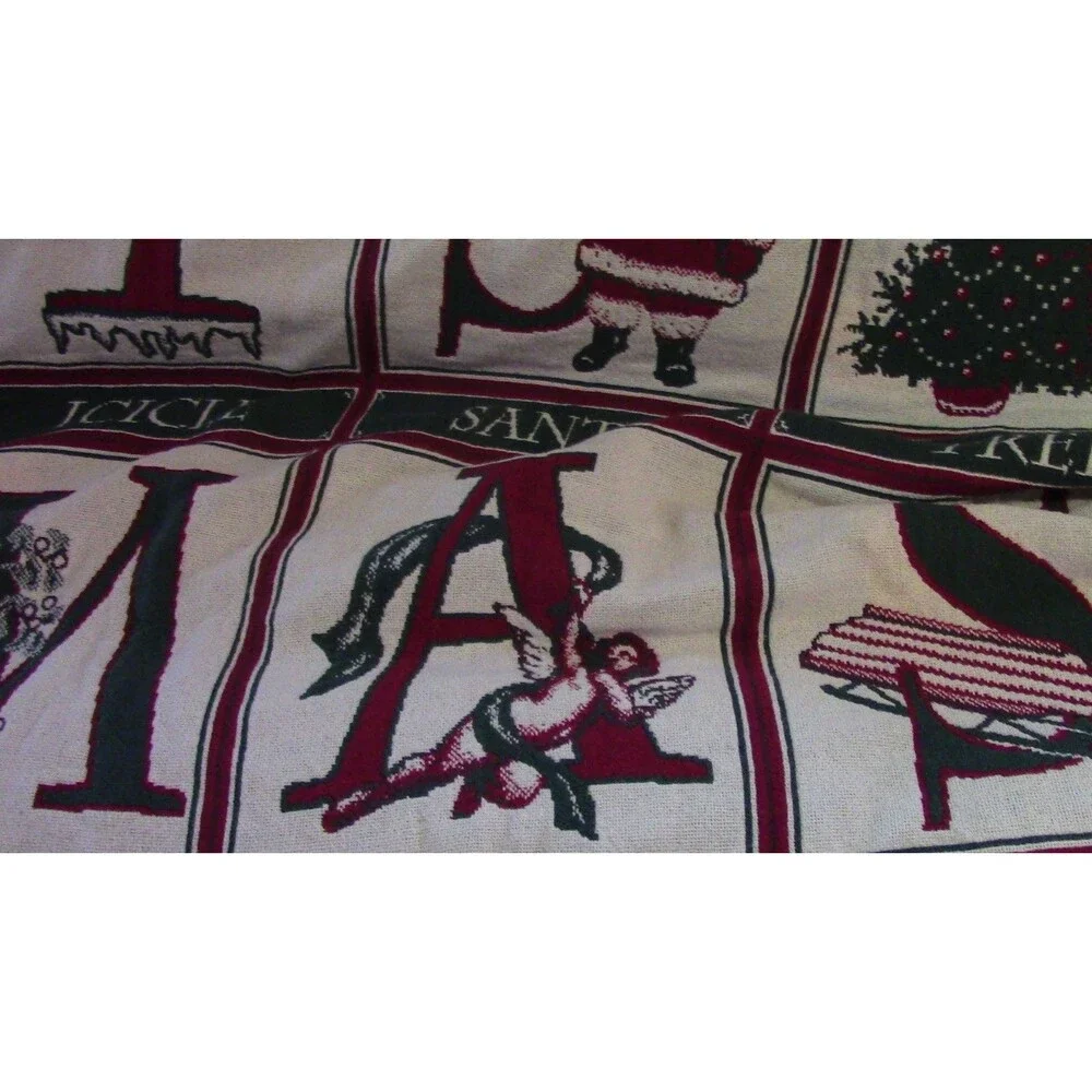 Vintage Goodwin Weavers Ole World Santa Christmas Tapestry Throw 73